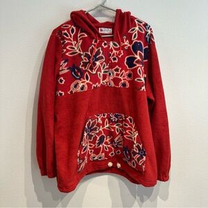 Vintage Red Handmade Hoodie by Norma Cantrell Size L - XL‎